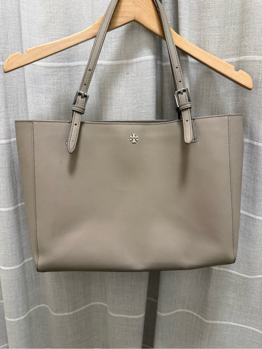 Tory Burch Taupe Saffiano Leather Tote